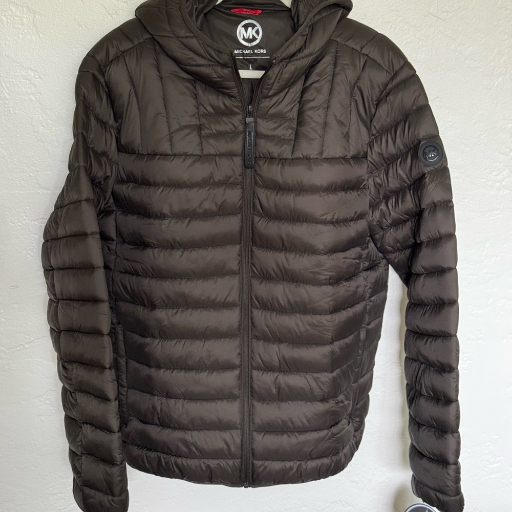Michael Kors Men's Dark Olive Puffer Jacket - Large